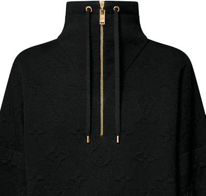 (W) LOUIS VUITTON Suéter Negro de Punto Grabado Cuello Alto con Media Cremallera 1AGCKP Purchase (W) LOUIS VUITTON Suéter Negro de Punto Grabado Cuello Alto con Media Cremallera 1AGCKP