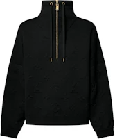 (Women) LOUIS VUITTON Black Embossed Knit High Neck Half-Zip Sweater 1AGCKO (Women) LOUIS VUITTON Black Embossed Knit High Neck Half-Zip Sweater 1AGCKO