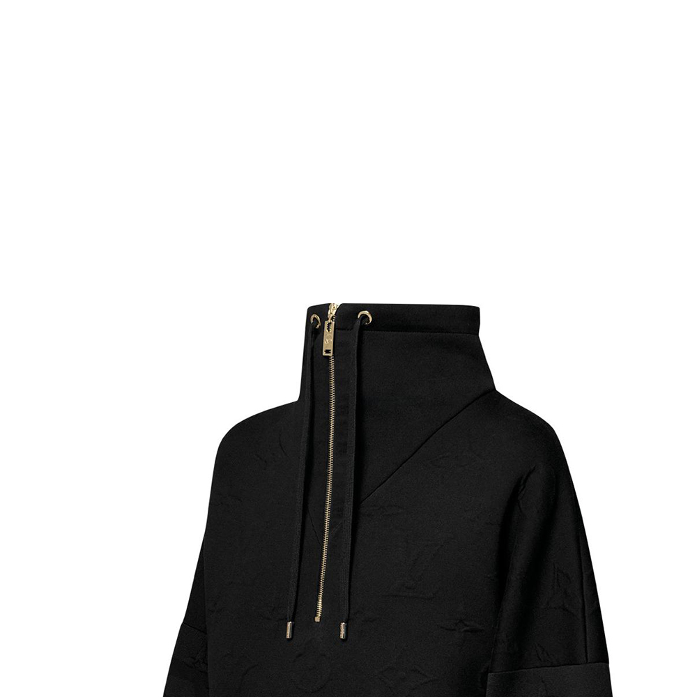 Details for (W) SUÉTER LOUIS VUITTON Negro Relieve Tejido Cuello Alto Cremallera Media 1AGCKO