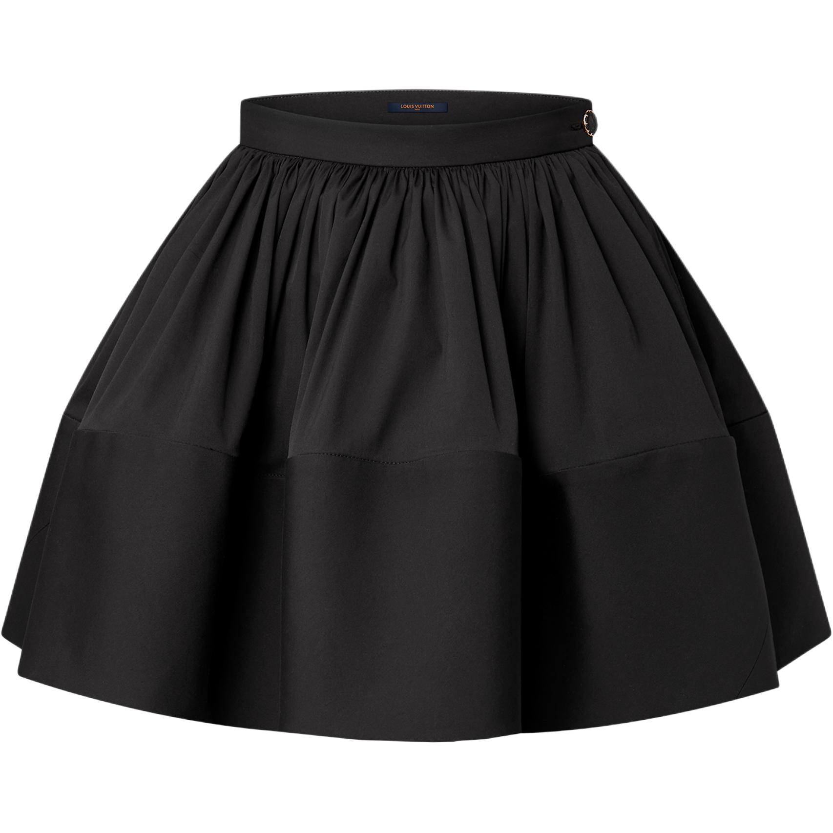 (Women) Louis Vuitton Black Flared Mini Skirt with Elastic Waistband 1AIAQP