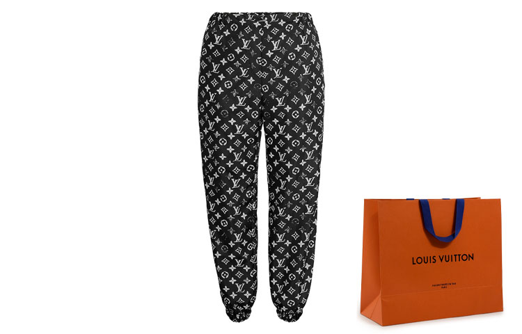 Cheap (W) Louis Vuitton Seluar Jogger Cetakan Berongga Hitam 1A5TSH