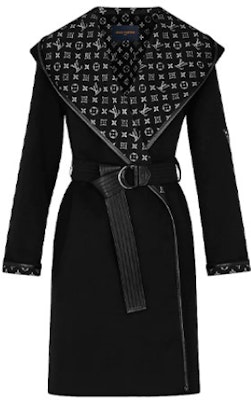 (Women) LOUIS VUITTON Black Hooded Wool Coat with Logo Print & Cinched Waist 1A4PEA Order (Women) LOUIS VUITTON Black Hooded Wool Coat with Logo Print & Cinched Waist 1A4PEA