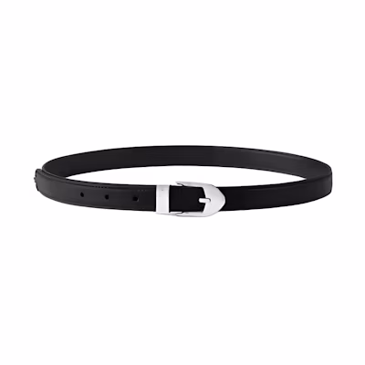 (Women) LOUIS VUITTON Black Leather Belt with Metal Accents 2CM Width M4189X