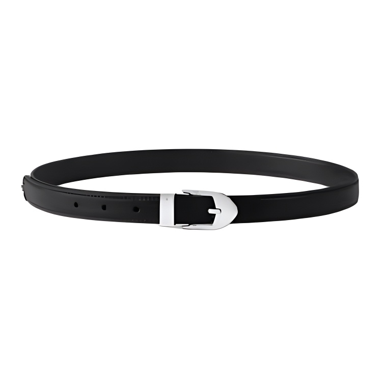 (Women) LOUIS VUITTON Black Leather Belt with Metallic Accents 2CM M4189V