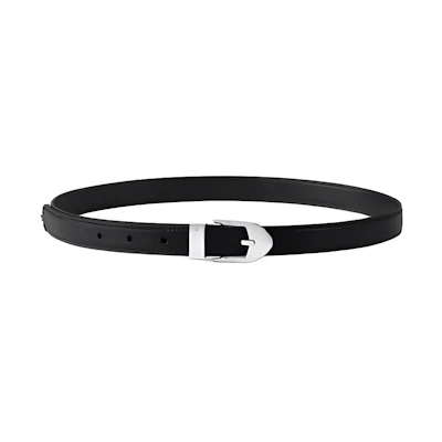 (Women) LOUIS VUITTON Black Leather Belt with Metallic Accents 2CM M4189V