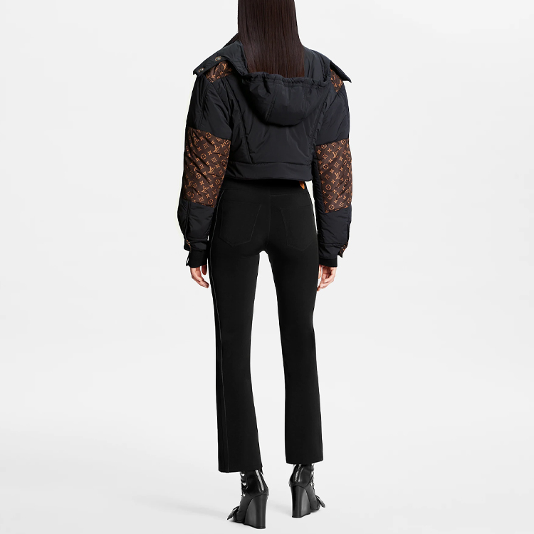 Shop (Women) LOUIS VUITTON Black Logo Print Hoodie Long Sleeve Short Jacket. 1A9DIK