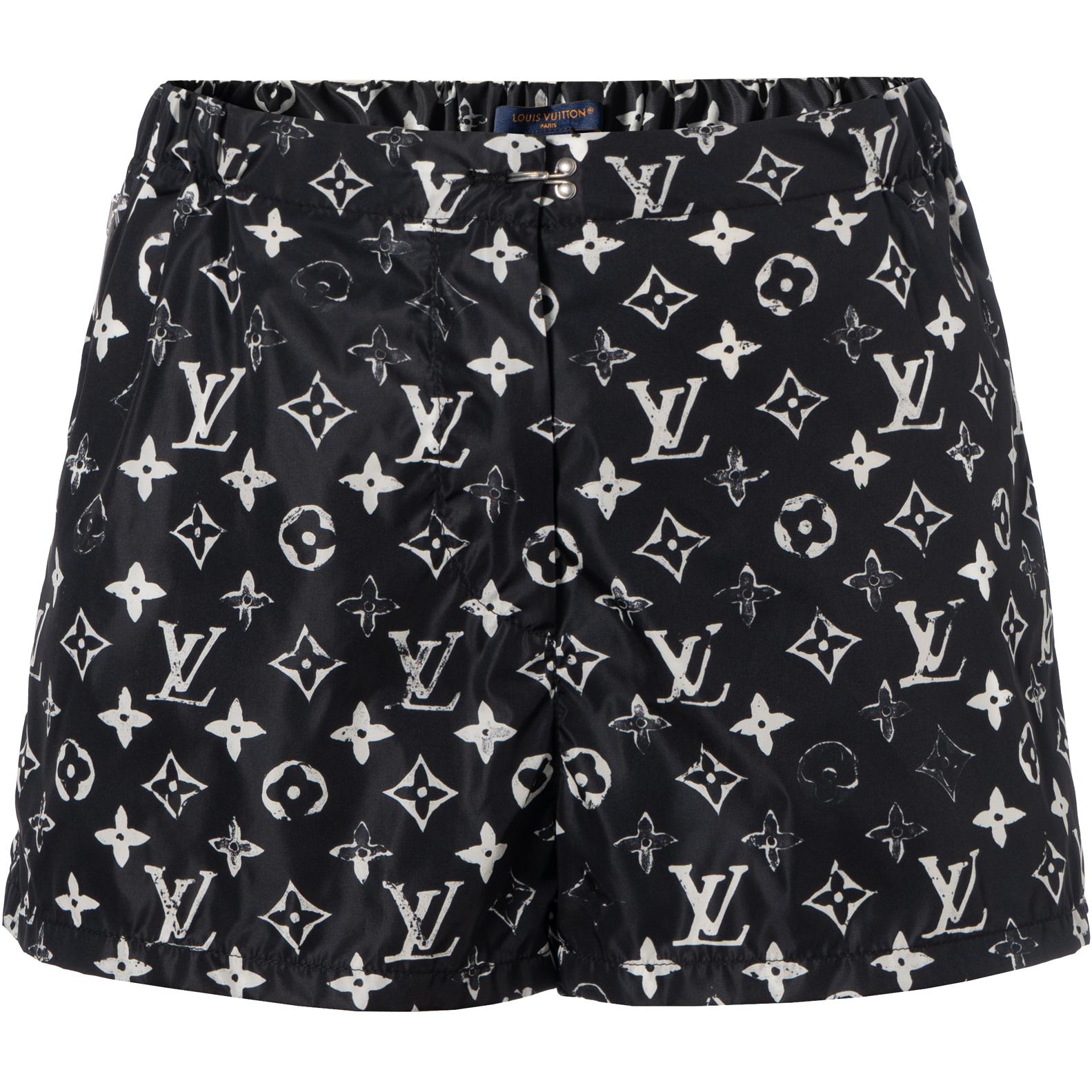 (Women) LOUIS VUITTON Black Logo Print Straight-Leg Casual Shorts 1A5TSP