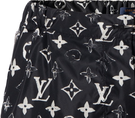 (W) 루이 비통 블랙 로고 프린트 스트레이트 핏 캐주얼 반바지 1A5TSP Sizing (W) 루이 비통 블랙 로고 프린트 스트레이트 핏 캐주얼 반바지 1A5TSP