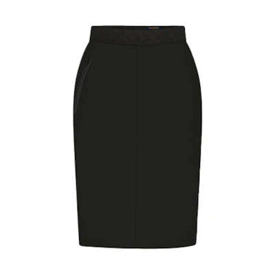 (Women) Louis Vuitton Black Midi Straight Casual Skirt 1A8KQ3