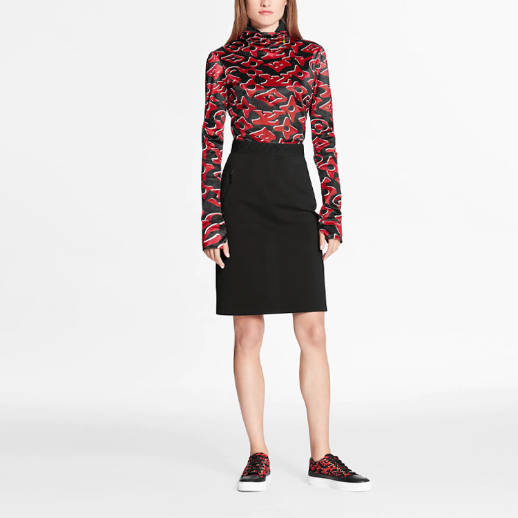 Lookbook (W) 路易威登黑色中长款直筒休闲半裙 1A8KQ3