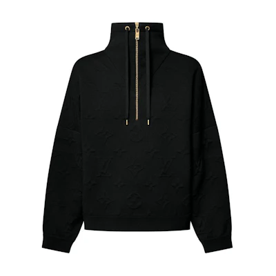 (Women) LOUIS VUITTON Black Monogram Embossed High-Neck Knit Sweater 1AGCKR