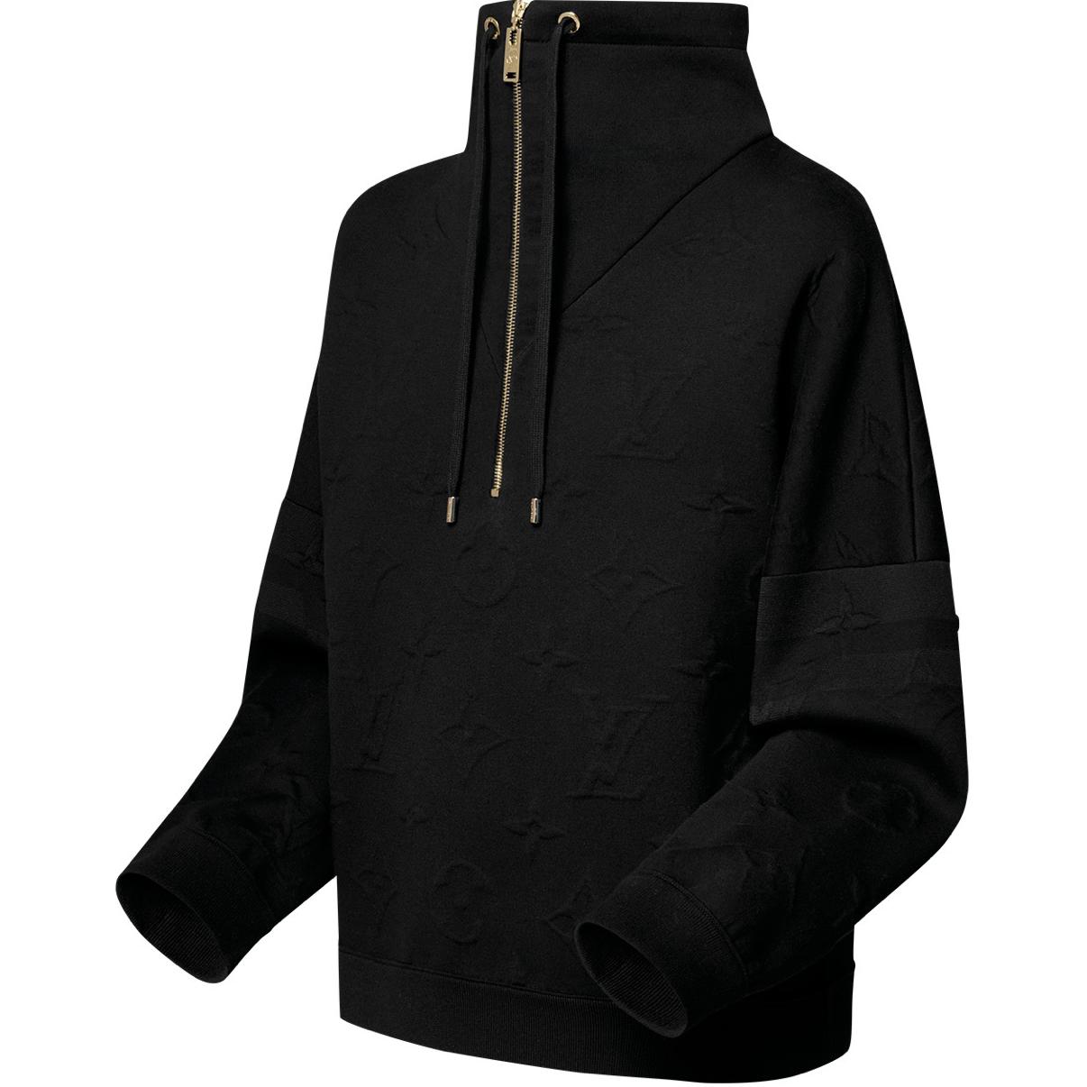 Shop (W) Jersey de Punto Cuello Alto Cremallera Mitad Monograma Negro LOUIS VUITTON. 1AGCKU