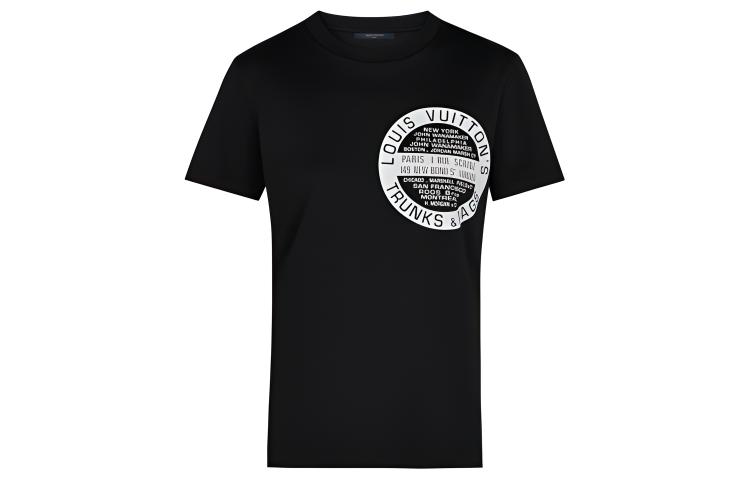 (Women) LOUIS VUITTON Black Round Logo Print Short-Sleeve T-Shirt 1A4PFR