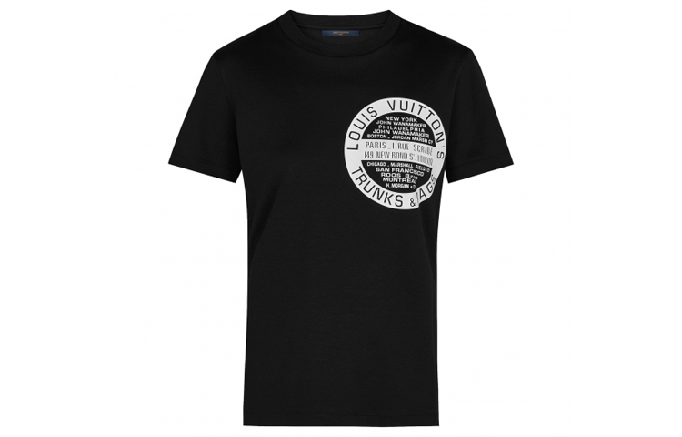 (Women) LOUIS VUITTON Black Round Logo Print Short-Sleeve T-Shirt 1A4PFR 圖 2