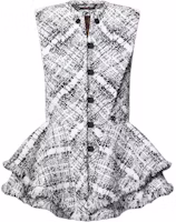 (Women) LOUIS VUITTON Black Sleeveless Ruffled Tweed Jacket 1AHGQC (Women) LOUIS VUITTON Black Sleeveless Ruffled Tweed Jacket 1AHGQC