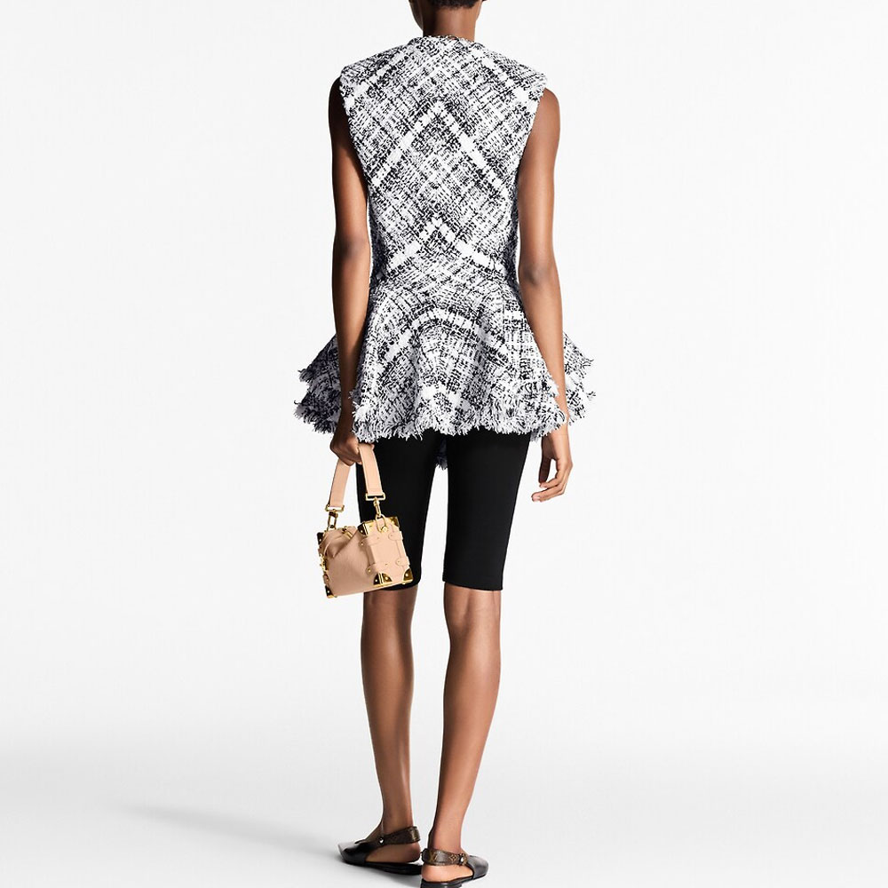 Shop (W) LOUIS VUITTON Chaqueta de Tweed Negra sin Mangas con Volantes. 1AHGQC