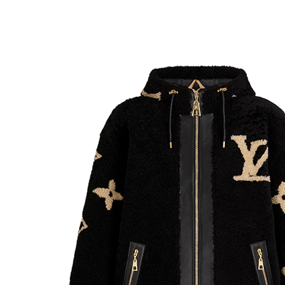 (Women) Louis Vuitton Black Wool Logo Embroidered Hooded Jacket 1A8KYS 圖 6