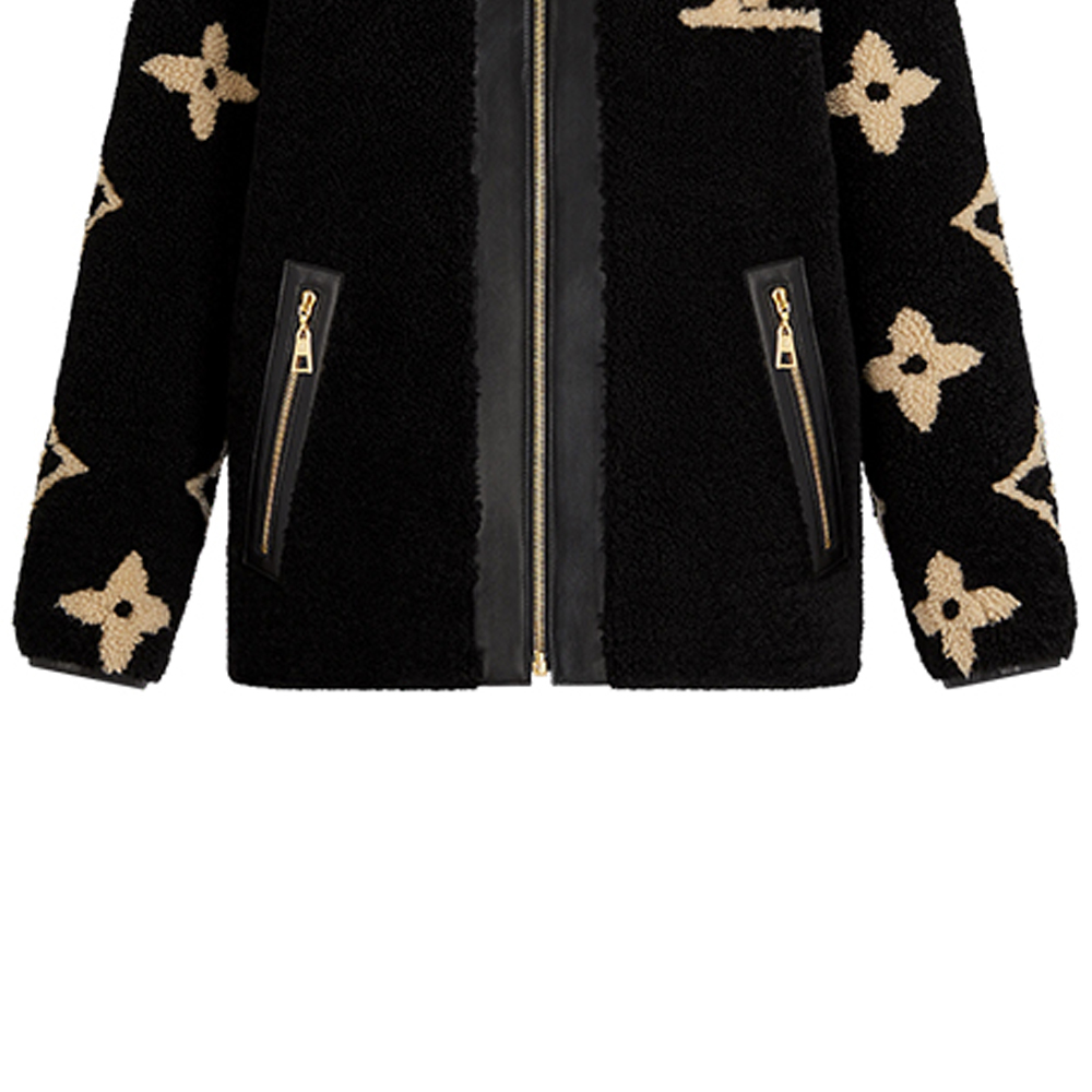 (Women) Louis Vuitton Black Wool Logo Embroidered Hooded Jacket 1A8KYS 圖 7