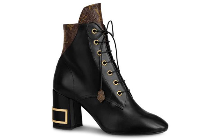 Order (W) Louis Vuitton Bliss Monogram Enkelboot ''Zwart Patent Canvas & Kalfsleer'' 1A855N