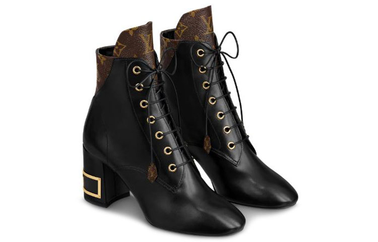 Lookbook (W) Louis Vuitton Bliss Monogram Enkelboot ''Zwart Patent Canvas & Kalfsleer'' 1A855N