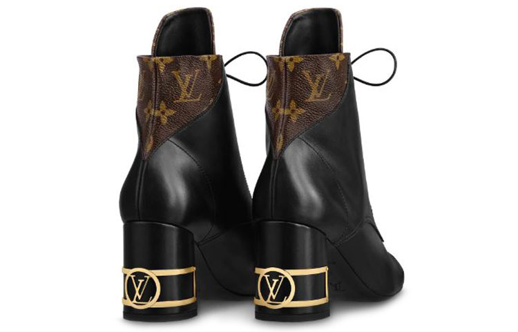 Shop (W) Louis Vuitton Bliss Monogram Enkelboot ''Zwart Patent Canvas & Kalfsleer'' 1A855N
