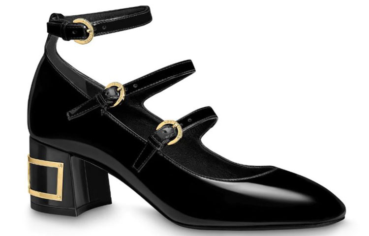 Order (W) Louis Vuitton Bliss Multistrap ''Schwarzes Lackleder'' High Heels 1A66HR