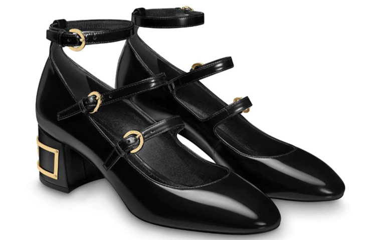 Shop (W) Louis Vuitton Bliss Multistrap ''Schwarzes Lackleder'' High Heels 1A66HR