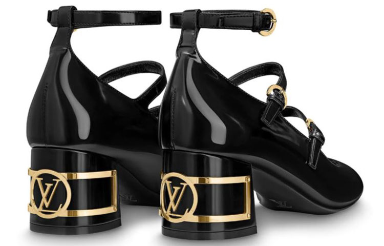 Purchase (W) Louis Vuitton Bliss Multistrap ''Schwarzes Lackleder'' High Heels 1A66HR