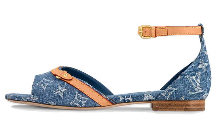 (Women) Louis Vuitton Block Heel Sandal with Buckle 'Blue' 1ACMOV