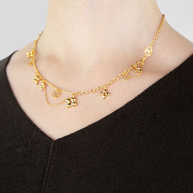 (Women) LOUIS VUITTON Blooming Montaigne Floral Pendant Necklace Gold for Women M64855 圖 5