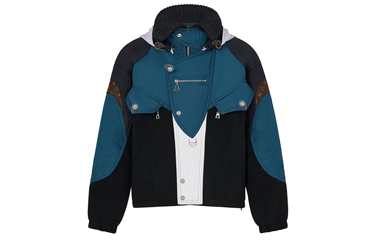 (Women) Louis Vuitton Blue Black Patchwork Zip-Up Hoodie Jacket 1A8BMM