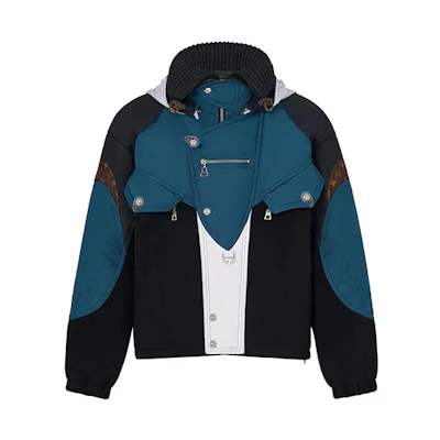 (Women) Louis Vuitton Blue Black Patchwork Zip-Up Hoodie Jacket 1A8BMM