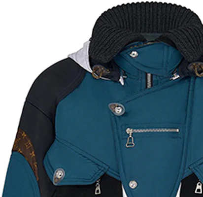 (W) Louis Vuitton Jaket Hoodie Biru Hitam Patchwork Zip-Up 1A8BMM Details for (W) Louis Vuitton Jaket Hoodie Biru Hitam Patchwork Zip-Up 1A8BMM