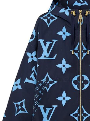 (W) ルイヴィトン ブルーロゴ ジオメトリックプリント ジップアップフーディージャケット 1AAA7M Sizing (W) ルイヴィトン ブルーロゴ ジオメトリックプリント ジップアップフーディージャケット 1AAA7M