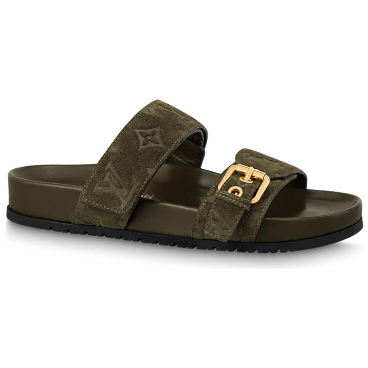 Order 路易威登 Bom Dia 皮革 露趾圓頭 時尚涼拖 女款 綠色