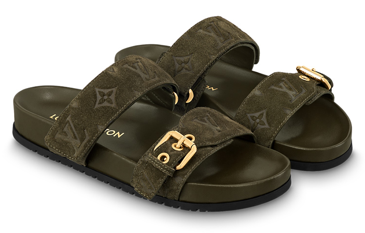 Lookbook 路易威登 Bom Dia 皮革 露趾圓頭 時尚涼拖 女款 綠色