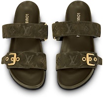 (W) Louis Vuitton Bom Dia 'Sandal Kulit Hijau Terbuka' 1ABOYU Shop (W) Louis Vuitton Bom Dia 'Sandal Kulit Hijau Terbuka' 1ABOYU