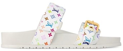 (Women) Louis Vuitton Bom Dia Flat Comfort Mule Takashi Murakami White 1AGXU3 (Women) Louis Vuitton Bom Dia Flat Comfort Mule Takashi Murakami White 1AGXU3