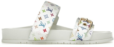 (Women) Louis Vuitton Bom Dia Flat Comfort Mule Takashi Murakami White 1AGXU3 (Women) Louis Vuitton Bom Dia Flat Comfort Mule Takashi Murakami White 1AGXU3