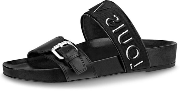 路易威登 Bom Dia 女款平底拖鞋 黑色 Buy 路易威登 Bom Dia 女款平底拖鞋 黑色