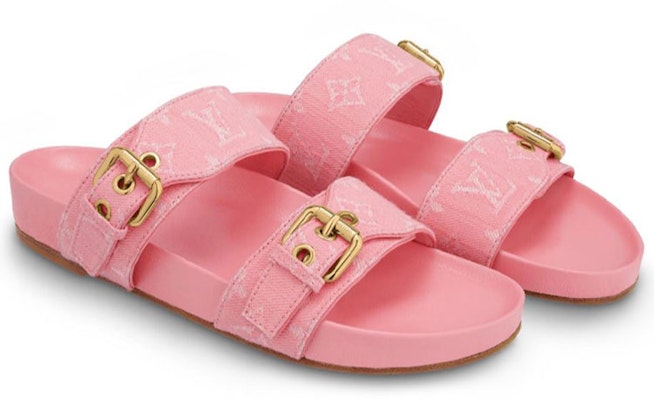 (W) Louis Vuitton Bom Dia Mules 'Pink Minigram' Wanita 1A67V5 Lookbook (W) Louis Vuitton Bom Dia Mules 'Pink Minigram' Wanita 1A67V5