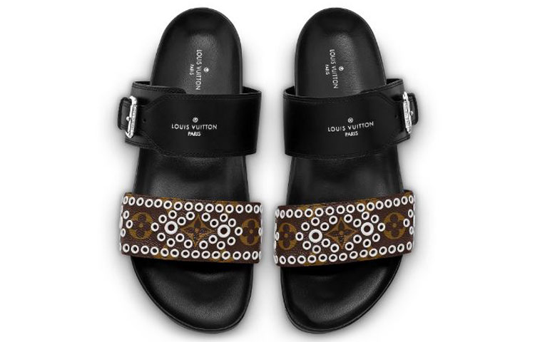 Purchase (W) 路易威登 Bom Dia 黑色小牛皮凉鞋 1A640A