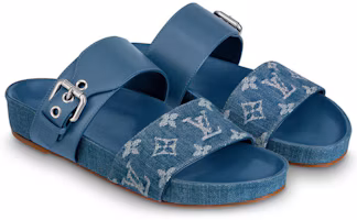 Shop Louis Vuitton 路易威登 Bom Dia 小牛皮 女款 拖鞋 藍色