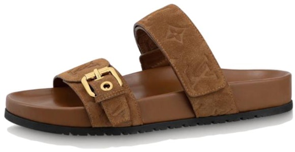 LOUIS VUITTON Bom Dia 女款一字拖鞋 棕金色 Buy LOUIS VUITTON Bom Dia 女款一字拖鞋 棕金色