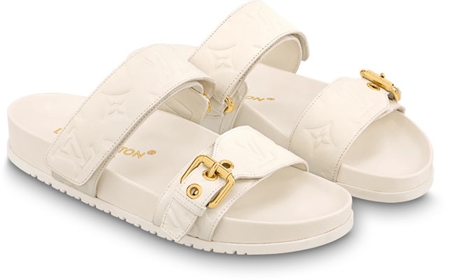 LOUIS VUITTON Bom Dia 皮革 搭扣平跟 時尚涼拖 女款 白色 Order LOUIS VUITTON Bom Dia 皮革 搭扣平跟 時尚涼拖 女款 白色