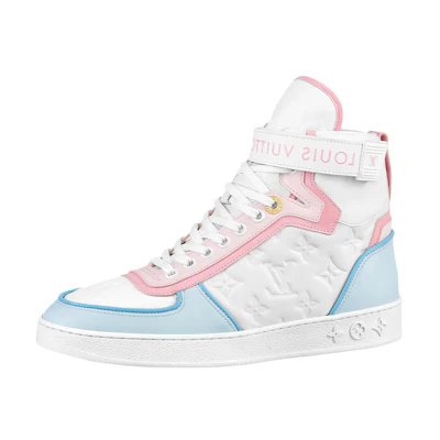 (W) LV Boombox Ankle Sneakers 'White Monogram with Pink and Blue'