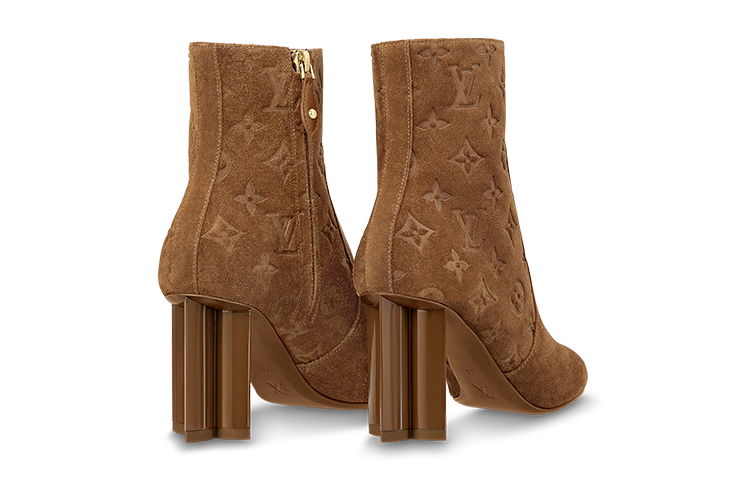 Shop LOUIS VUITTON 皮革 舒適優雅 短靴 8cm 女款 干邑棕色