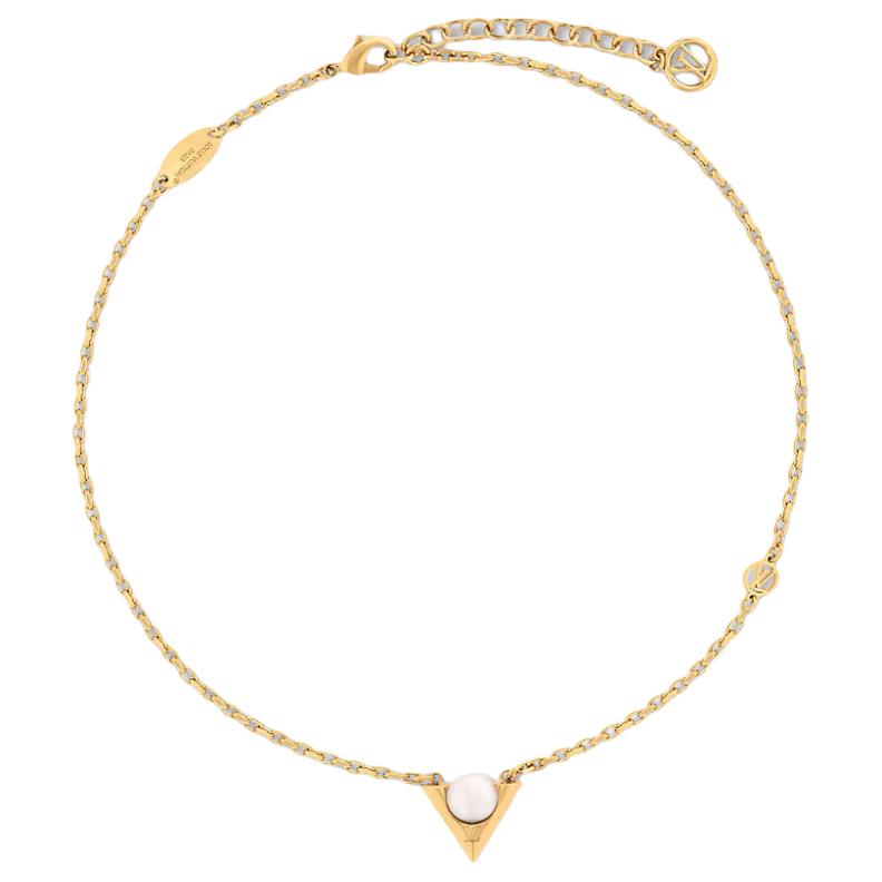 Lookbook (W) LOUIS VUITTON 品牌標誌樹脂珍珠項鍊金色 - 25 初春款 M02374