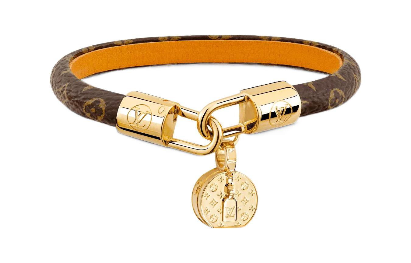 (Women) LOUIS VUITTON Brown Calf Leather Metal Bracelet for Women M6442E