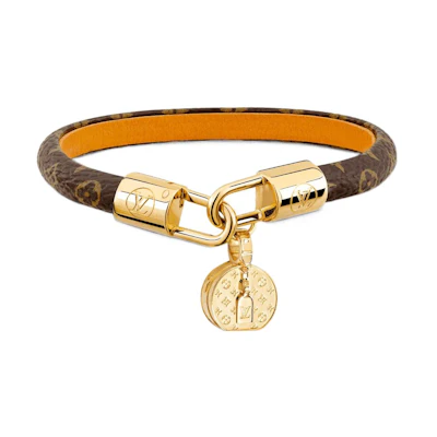(Women) LOUIS VUITTON Brown Calf Leather Metal Bracelet for Women M6442E